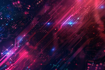 Fototapeta premium Data technology, CPU background platinum elements, pink neon illustration