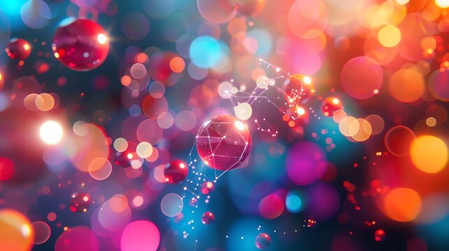 Abstract festive background with colorful bokeh lights.