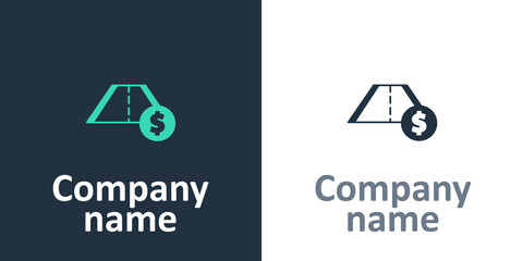 Logotype Toll road traffic sign. Signpost icon isolated on white background. Pointer symbol. Street information sign. Direction sign. Logo design template element. Vector