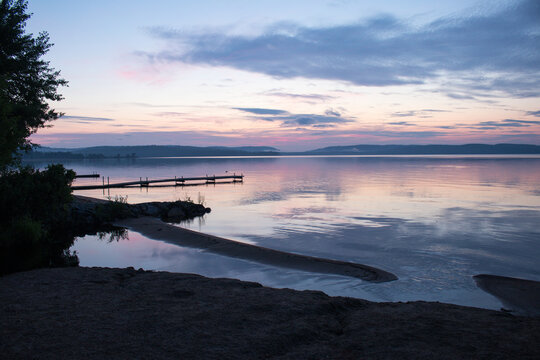 Sunrise from the beach on Round Lake, Ontario, Canada