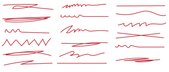 Red brush stroke underline. Marker pen highlight stroke. Vector swoosh brush underline set for accent, marker emphasis element. vector illustration. eps 10