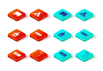 Set Stacks paper money cash, Tomahawk axe, Whiskey bottle, Harmonica, Indian teepee or wigwam and Wild west covered wagon icon. Vector © Vadim