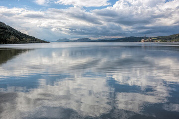 Cloud Reflections on Embalse De Puente Nuevo in Espiel, Cordoba