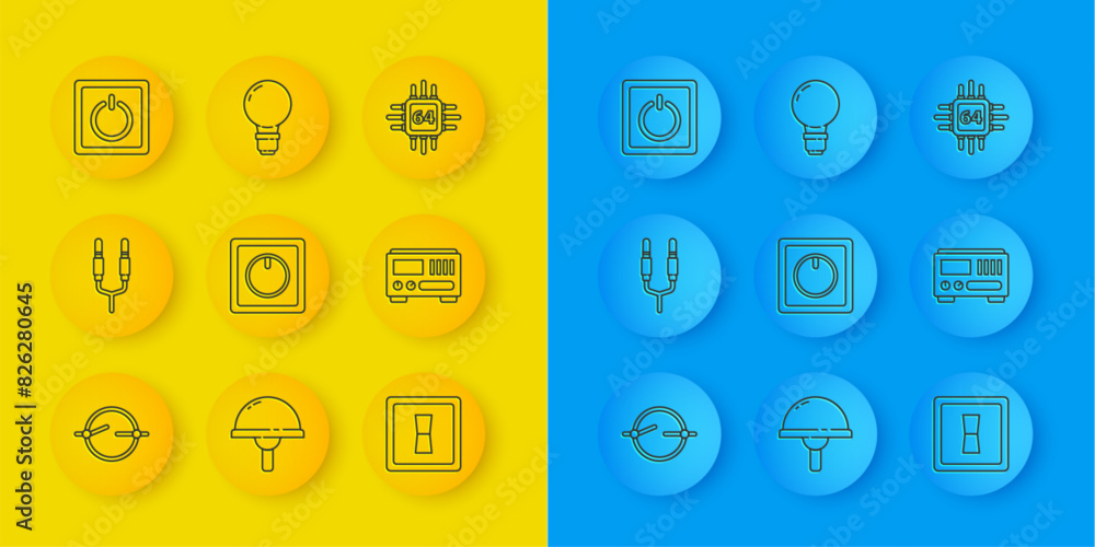 Poster set line electric circuit scheme, audio jack, light switch, electrical measuring instruments, proces