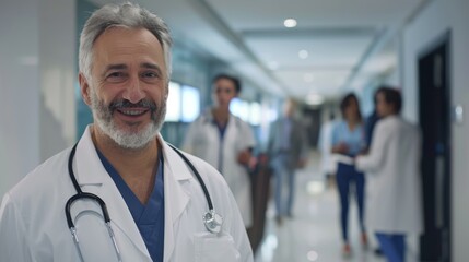 The smiling senior doctor