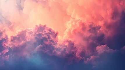 Fototapeta premium Panoramic view of beautiful fluffy clouds in tranquil sky, perfect for landscape photography