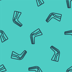 Black line Bone pain icon isolated seamless pattern on green background. Orthopedic medical. Disease of the joints and bones, arthritis. Vector