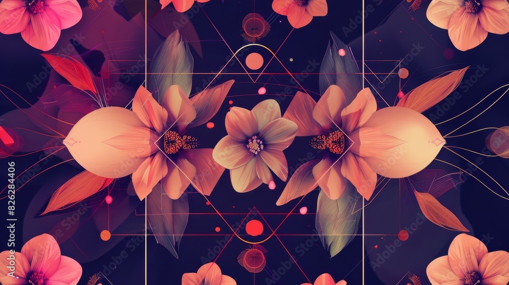 Poster symmetrical, abstract design with a dark background
