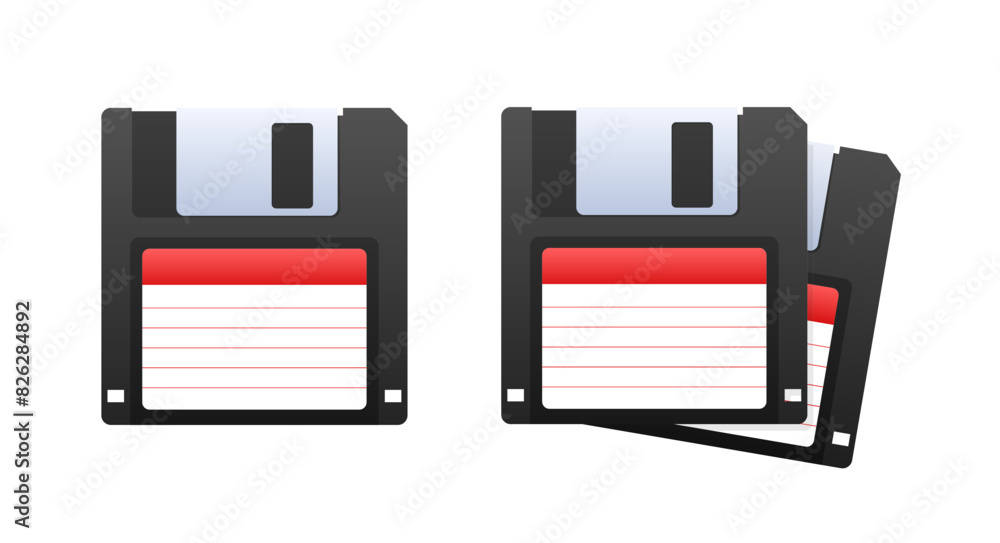 Poster floppy disk on white background. hd diskette old data media. storage medium used for data storage.