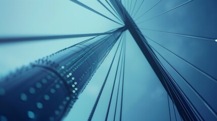 Detail of the multi-span cable-stayed bridge on sky background