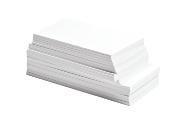 Stack of blank white business cards isolated on a white background, ready for customization and professional branding.