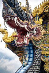 Dragon statue at the Blue Temple of Chiang Rai, Thailand