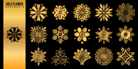 Gold Flower Ornament 15 set Logo