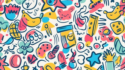 Background with simple drawings in Doodle style