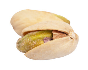 Pistachio nuts in shells, isolated on a white background