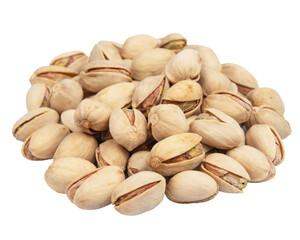 Pistachio nuts in shells, isolated on a white background