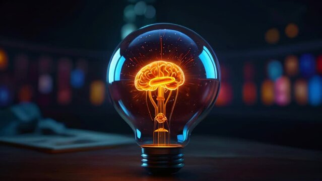 brain in light bulb concept brainstroming