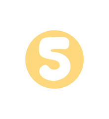 Illustration of cute flower-shaped numbers for kids. Number five.