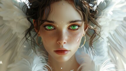 Close-up portrait of a white angel face