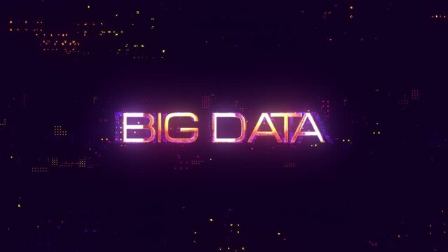Abstract animation of  Big Data glitch neon text effect animation cinematic title sci fi hitech effect background  Ending cover for intro, title banner