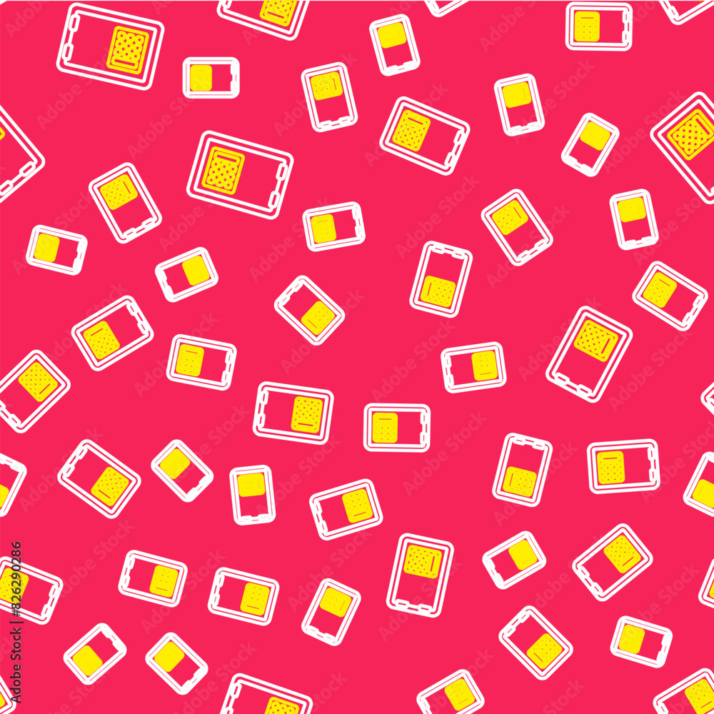 Poster line safe icon isolated seamless pattern on red background. the door safe a bank vault with a combin