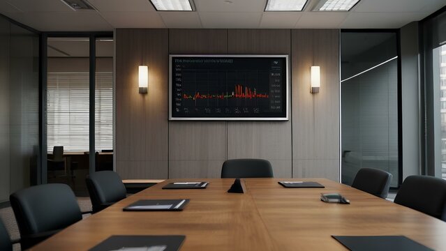 ofice man in a presentation with ofice board of statistics