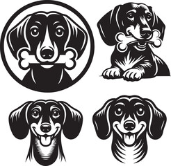 Dachshund Dog Vector Illustration Set