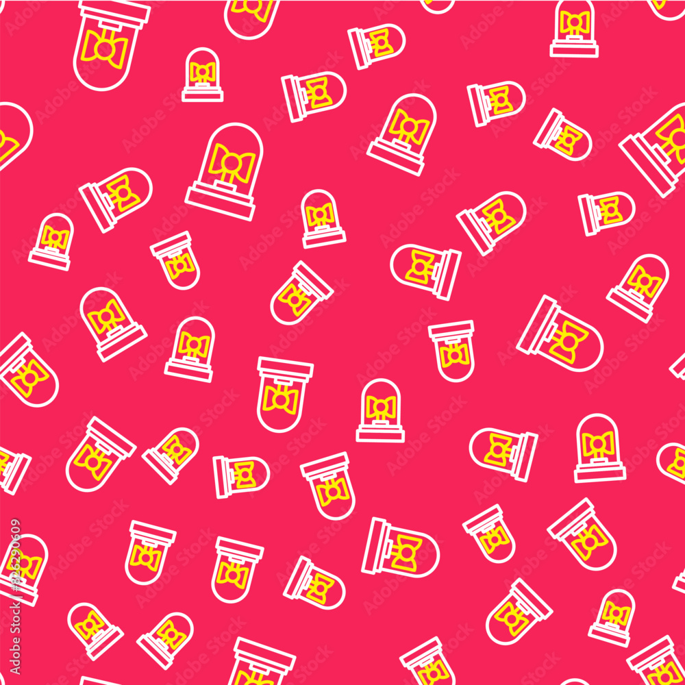 Poster line flasher siren icon isolated seamless pattern on red background. emergency flashing siren. vecto