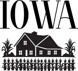 Iowa Farm House Vector Illustration