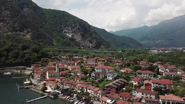 A warm spring afternoon on the lakefront of Feriolo on Lake Maggiore in Italy