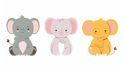 Elephant. Flat vector illustration of cute animal. Baby nursery art.