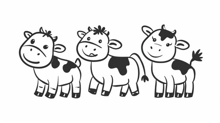 Obraz premium Cow. Line drawing of cute animal. Baby nursery art.