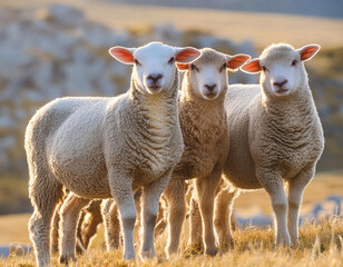 Fototapeta premium Group of cute Merino Sheep