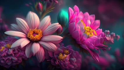 Beautiful fantasy wallpaper with botanical flower background  