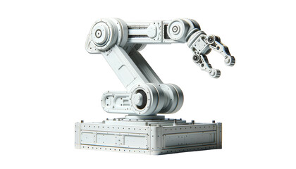 Naklejka premium Industrial robot arm cut out transparent isolated on white background PNG file