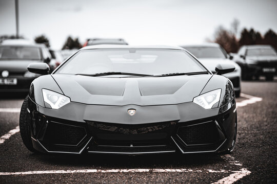 front view of Italian sport car Lamborghini black