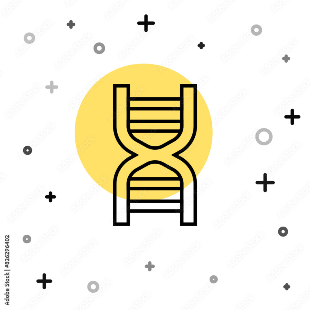 Poster black line dna symbol icon isolated on white background. random dynamic shapes. vector