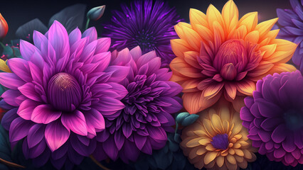 Obraz premium Beautiful fantasy wallpaper with botanical flower background 