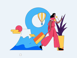 Holiday travel travel characters internet background vector hand drawn illustration
