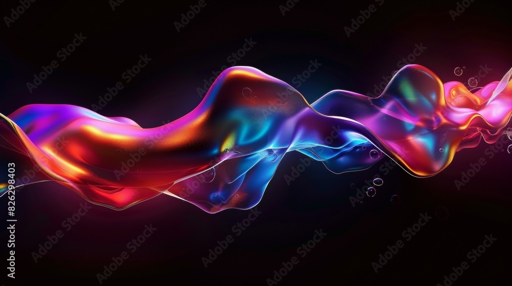 Poster computer image of a colorful wave on black background