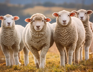 Obraz premium Group of cute Merino Sheep