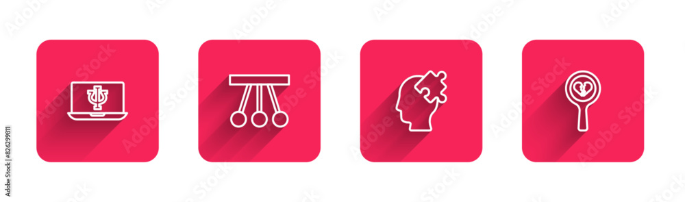 Poster set line psychologist online, pendulum, solution to the problem and broken heart or divorce with lon