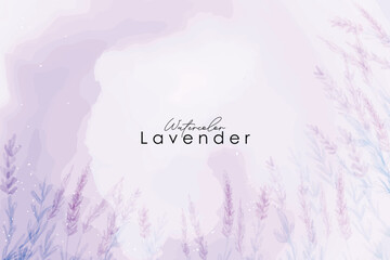 Lavender card watercolor background. Provence flowers banner backgrounds. lavender border, watercolor painting, hand drawn © Nartco