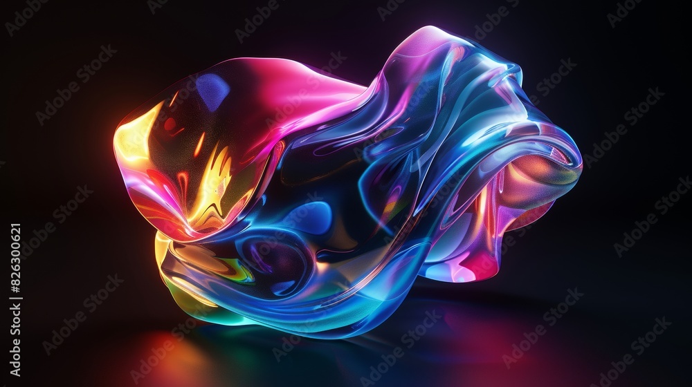 Poster a close up of a rainbow colored object set against a dark background