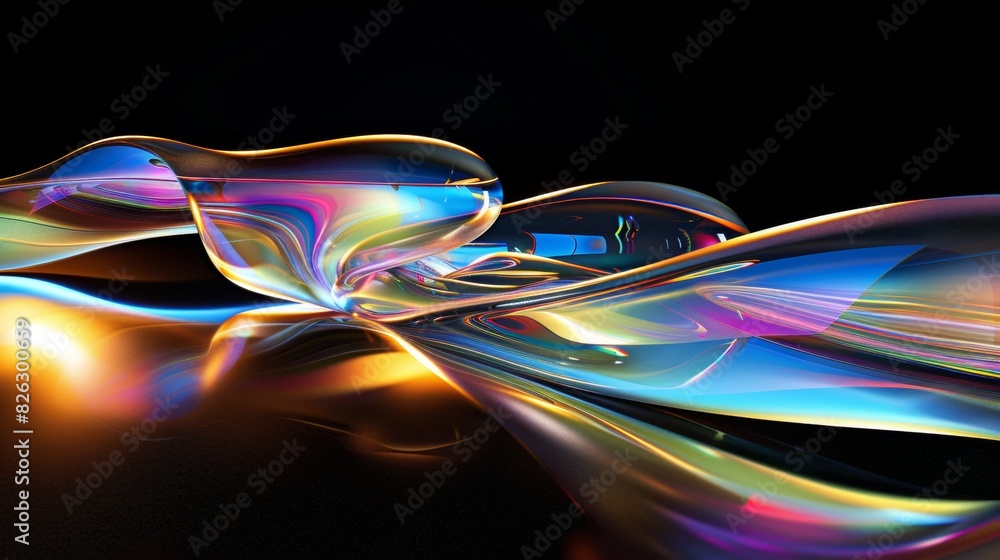 Poster computer generated colorful swirl on black background