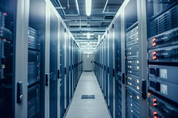 Rows of servers in hallway