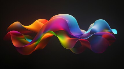 Obraz premium A rainbow colored wave on a black background with visual effect lighting