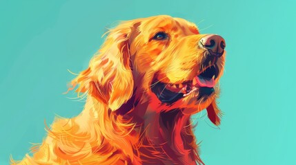 Cartoon illustration of a golden retriever dog. Pet concept art. Generative AI.