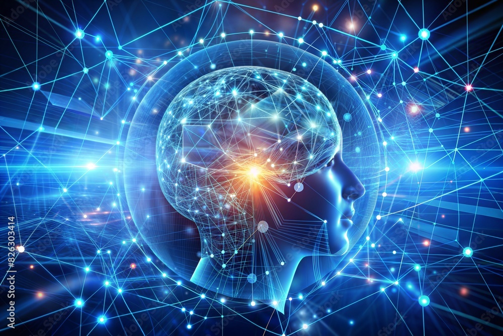 Canvas Prints brain with light and waves.3d illustration