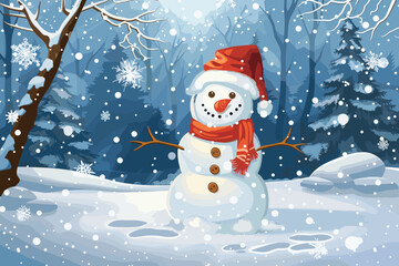  Jolly Snowman Greets Winter Wonderland: Cheerful Frosty Character Welcomes Snowy Season with Open Arms and Friendly Smile
